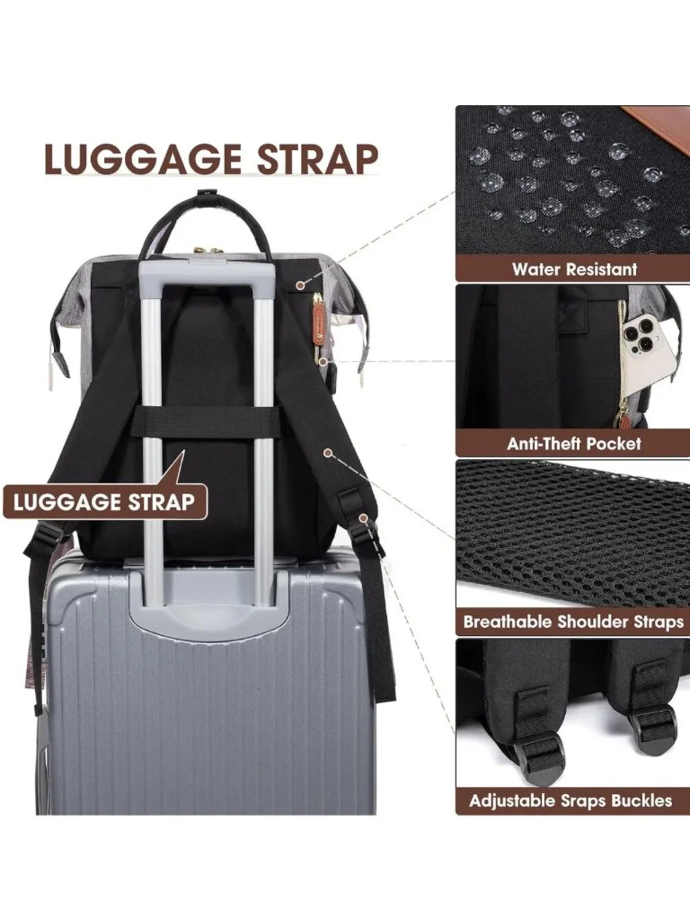 Stylish Laptop Backpack for Women - 15.6